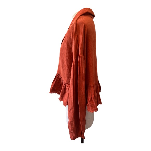 Free People Lyra Tiered Bed Jacket Burnt Orange Size Medium - Picture 2 of 12